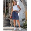 image:imageluvamia Bermuda Shorts for Women Trendy High Waist Knee Length Chino Long Shorts Drawstring Summer Casual Short 9Dark Blue