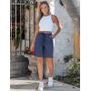 image:imageluvamia Bermuda Shorts for Women Trendy High Waist Knee Length Chino Long Shorts Drawstring Summer Casual Short 9Dark Blue