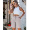 image:imageluvamia Bermuda Shorts for Women Trendy High Waist Knee Length Chino Long Shorts Drawstring Summer Casual Short 9Light Gray