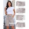 image:imageluvamia Bermuda Shorts for Women Trendy High Waist Knee Length Chino Long Shorts Drawstring Summer Casual Short 9Light Gray