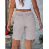 image:imageluvamia Bermuda Shorts for Women Trendy High Waist Knee Length Chino Long Shorts Drawstring Summer Casual Short 9Light Gray