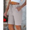 image:imageluvamia Bermuda Shorts for Women Trendy High Waist Knee Length Chino Long Shorts Drawstring Summer Casual Short 9Light Gray