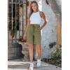 image:imageluvamia Bermuda Shorts for Women Trendy High Waist Knee Length Chino Long Shorts Drawstring Summer Casual Short 9Olive Green