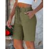 image:imageluvamia Bermuda Shorts for Women Trendy High Waist Knee Length Chino Long Shorts Drawstring Summer Casual Short 9Olive Green