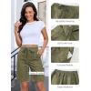 image:imageluvamia Bermuda Shorts for Women Trendy High Waist Knee Length Chino Long Shorts Drawstring Summer Casual Short 9Olive Green