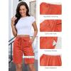 image:imageluvamia Bermuda Shorts for Women Trendy High Waist Knee Length Chino Long Shorts Drawstring Summer Casual Short 9Red Clay