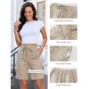 image:imageluvamia Bermuda Shorts for Women Trendy High Waist Knee Length Chino Long Shorts Drawstring Summer Casual Short 9Safari