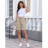 image:imageluvamia Bermuda Shorts for Women Trendy High Waist Knee Length Chino Long Shorts Drawstring Summer Casual Short 9Safari