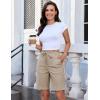 image:imageluvamia Bermuda Shorts for Women Trendy High Waist Knee Length Chino Long Shorts Drawstring Summer Casual Short 9Safari