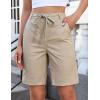 image:imageluvamia Bermuda Shorts for Women Trendy High Waist Knee Length Chino Long Shorts Drawstring Summer Casual Short 9Safari