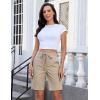 image:imageluvamia Bermuda Shorts for Women Trendy High Waist Knee Length Chino Long Shorts Drawstring Summer Casual Short 9Safari