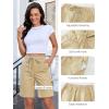 image:imageluvamia Bermuda Shorts for Women Trendy High Waist Knee Length Chino Long Shorts Drawstring Summer Casual Short 9Sand