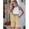image:imageluvamia Bermuda Shorts for Women Trendy High Waist Knee Length Chino Long Shorts Drawstring Summer Casual Short 9Sand