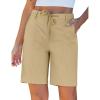 image:imageluvamia Bermuda Shorts for Women Trendy High Waist Knee Length Chino Long Shorts Drawstring Summer Casual Short 9Sand