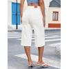 image:imageluvamia Capri Jeans for Women Wide Leg Trendy High Waisted Casual Summer Stretchy Denim Culottes Capri Pants with PocketCream White