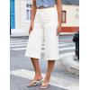 image:imageluvamia Capri Jeans for Women Wide Leg Trendy High Waisted Casual Summer Stretchy Denim Culottes Capri Pants with PocketCream White
