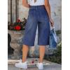 image:imageluvamia Capri Jeans for Women Wide Leg Trendy High Waisted Casual Summer Stretchy Denim Culottes Capri Pants with PocketDarkness Blue
