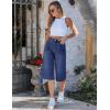 image:imageluvamia Capri Jeans for Women Wide Leg Trendy High Waisted Casual Summer Stretchy Denim Culottes Capri Pants with PocketDarkness Blue