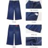 image:imageluvamia Capri Jeans for Women Wide Leg Trendy High Waisted Casual Summer Stretchy Denim Culottes Capri Pants with PocketDarkness Blue