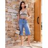 image:imageluvamia Capri Jeans for Women Wide Leg Trendy High Waisted Casual Summer Stretchy Denim Culottes Capri Pants with PocketMedium Blue