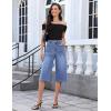 image:imageluvamia Capri Jeans for Women Wide Leg Trendy High Waisted Casual Summer Stretchy Denim Culottes Capri Pants with PocketMedium Blue