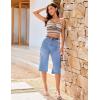 image:imageluvamia Capri Jeans for Women Wide Leg Trendy High Waisted Casual Summer Stretchy Denim Culottes Capri Pants with PocketSeaside Blue