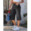 image:imageluvamia Capri Jeans for Women Wide Leg Trendy High Waisted Casual Summer Stretchy Denim Culottes Capri Pants with PocketWashed Black