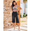 image:imageluvamia Capri Jeans for Women Wide Leg Trendy High Waisted Casual Summer Stretchy Denim Culottes Capri Pants with PocketWashed Black