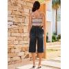 image:imageluvamia Capri Jeans for Women Wide Leg Trendy High Waisted Casual Summer Stretchy Denim Culottes Capri Pants with PocketWashed Black
