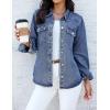 image:imageluvamia Denim Jackets for Women Trendy Long Sleeve Distressed Jean Button Down Shirts Jacket Shacket Trucker JacketClassic Blue