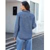 image:imageluvamia Denim Jackets for Women Trendy Long Sleeve Distressed Jean Button Down Shirts Jacket Shacket Trucker JacketClassic Blue