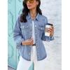 image:imageluvamia Denim Jackets for Women Trendy Long Sleeve Distressed Jean Button Down Shirts Jacket Shacket Trucker JacketCody Blue