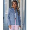 image:imageluvamia Denim Jackets for Women Trendy Long Sleeve Distressed Jean Button Down Shirts Jacket Shacket Trucker JacketCody Blue