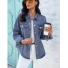 image:imageluvamia Denim Jackets for Women Trendy Long Sleeve Distressed Jean Button Down Shirts Jacket Shacket Trucker JacketDark Atlantic Blue