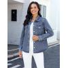 image:imageluvamia Denim Jackets for Women Trendy Long Sleeve Distressed Jean Button Down Shirts Jacket Shacket Trucker JacketDark Atlantic Blue