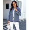 image:imageluvamia Denim Jackets for Women Trendy Long Sleeve Distressed Jean Button Down Shirts Jacket Shacket Trucker JacketDark Atlantic Blue