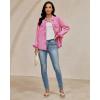 image:imageluvamia Denim Jackets for Women Trendy Long Sleeve Distressed Jean Button Down Shirts Jacket Shacket Trucker JacketHot Pink