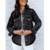 image:imageluvamia Denim Jackets for Women Trendy Long Sleeve Distressed Jean Button Down Shirts Jacket Shacket Trucker JacketWashed Black