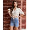 image:imageluvamia Jean Shorts for Women High Waisted Trendy Drawstring Stretchy Denim Shorts Summer Casual Jorts with PocketsBay Blue