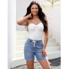 image:imageluvamia Jean Shorts for Women High Waisted Trendy Drawstring Stretchy Denim Shorts Summer Casual Jorts with PocketsBay Blue