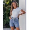 image:imageluvamia Jean Shorts for Women High Waisted Trendy Drawstring Stretchy Denim Shorts Summer Casual Jorts with PocketsBay Blue