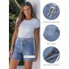 image:imageluvamia Jean Shorts for Women High Waisted Trendy Drawstring Stretchy Denim Shorts Summer Casual Jorts with PocketsBay Blue