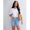 image:imageluvamia Jean Shorts for Women High Waisted Trendy Drawstring Stretchy Denim Shorts Summer Casual Jorts with PocketsCool Blue