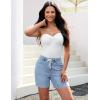 image:imageluvamia Jean Shorts for Women High Waisted Trendy Drawstring Stretchy Denim Shorts Summer Casual Jorts with PocketsCool Blue