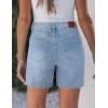 image:imageluvamia Jean Shorts for Women High Waisted Trendy Drawstring Stretchy Denim Shorts Summer Casual Jorts with PocketsCool Blue