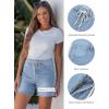 image:imageluvamia Jean Shorts for Women High Waisted Trendy Drawstring Stretchy Denim Shorts Summer Casual Jorts with PocketsCool Blue