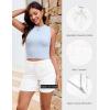 image:imageluvamia Jean Shorts for Women High Waisted Trendy Drawstring Stretchy Denim Shorts Summer Casual Jorts with PocketsCream White