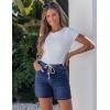 image:imageluvamia Jean Shorts for Women High Waisted Trendy Drawstring Stretchy Denim Shorts Summer Casual Jorts with PocketsDarkness Blue