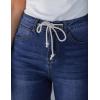 image:imageluvamia Jean Shorts for Women High Waisted Trendy Drawstring Stretchy Denim Shorts Summer Casual Jorts with PocketsDarkness Blue