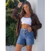 image:imageluvamia Jean Shorts for Women High Waisted Trendy Drawstring Stretchy Denim Shorts Summer Casual Jorts with PocketsMedium Blue